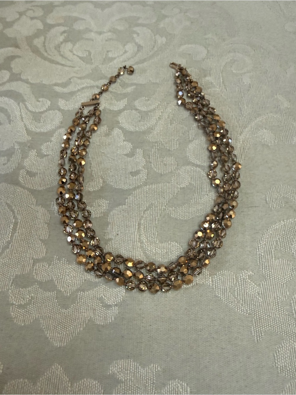 Vintage 3 Strand Czech Crystal Necklace